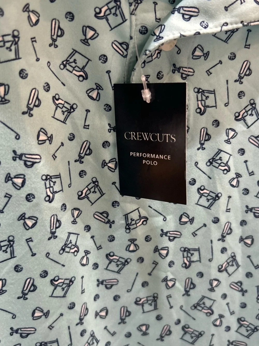Crewcuts Light Blue Polo with Navy Micro Print EUC